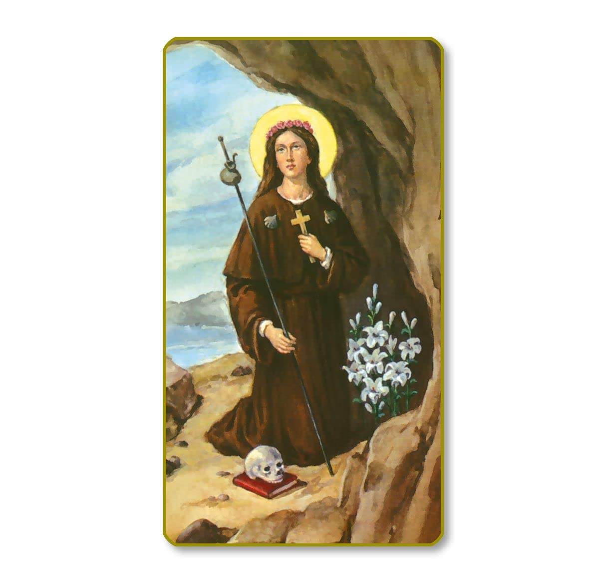 St. Rosalia Italian Paper Holy Cards, 2"x4", Blank Back, 100-Pack, # 6178