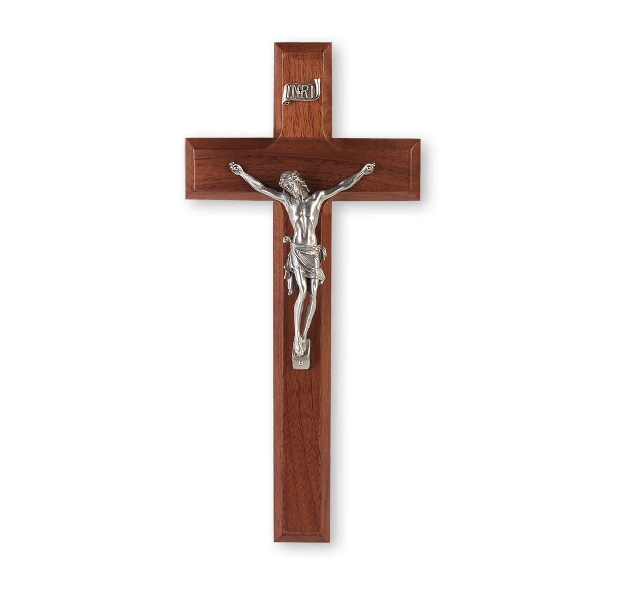10" Walnut Cross with Genuine Pewter Corpus, # 90000