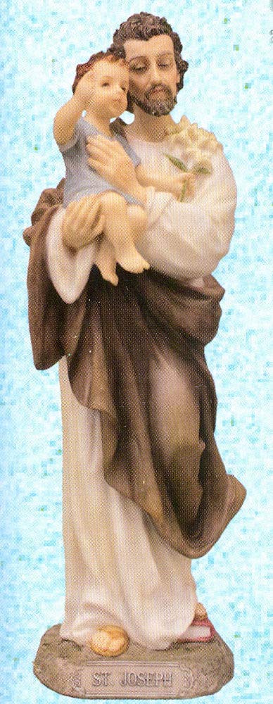 8" St. Joseph w/ Child Jesus Statue, Hand Painted, # 21949