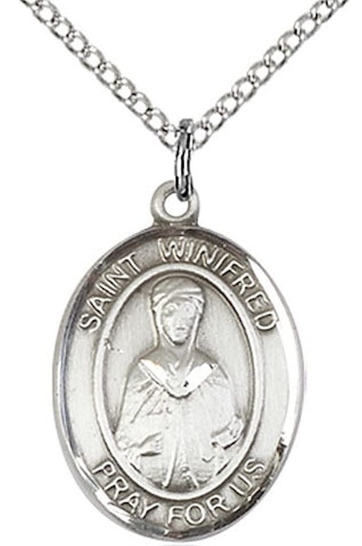 St. Winifred Medal in Fine Pewter, 3/4" tall, Your Choice of Chain # 17272