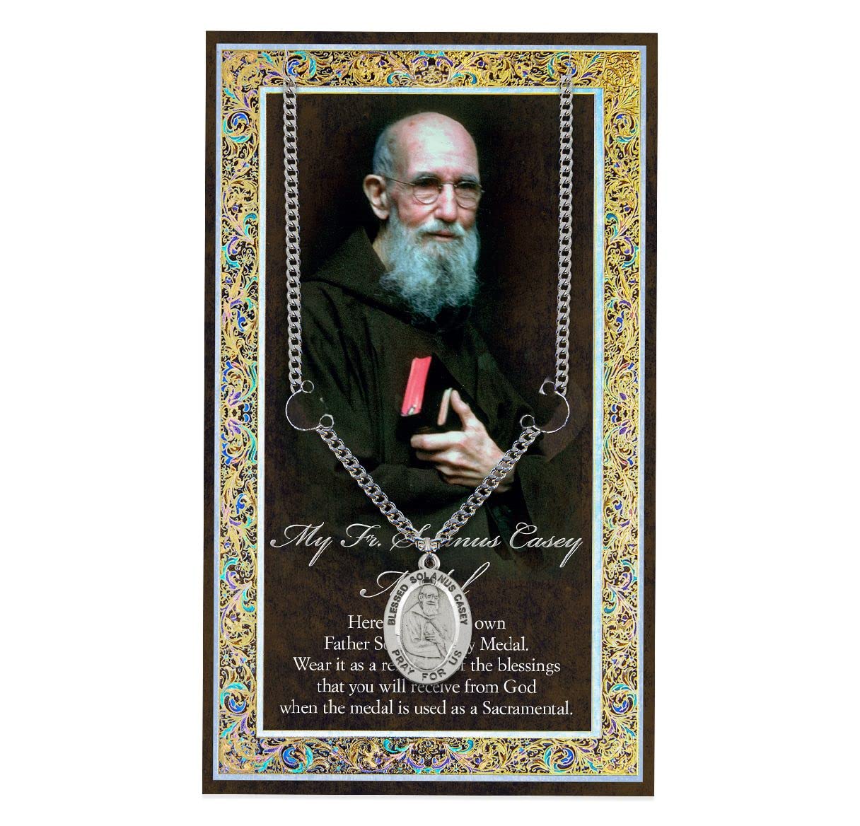 Father Solanus Casey Biography and Folding Picture Card with a Medal & Chain # 29142