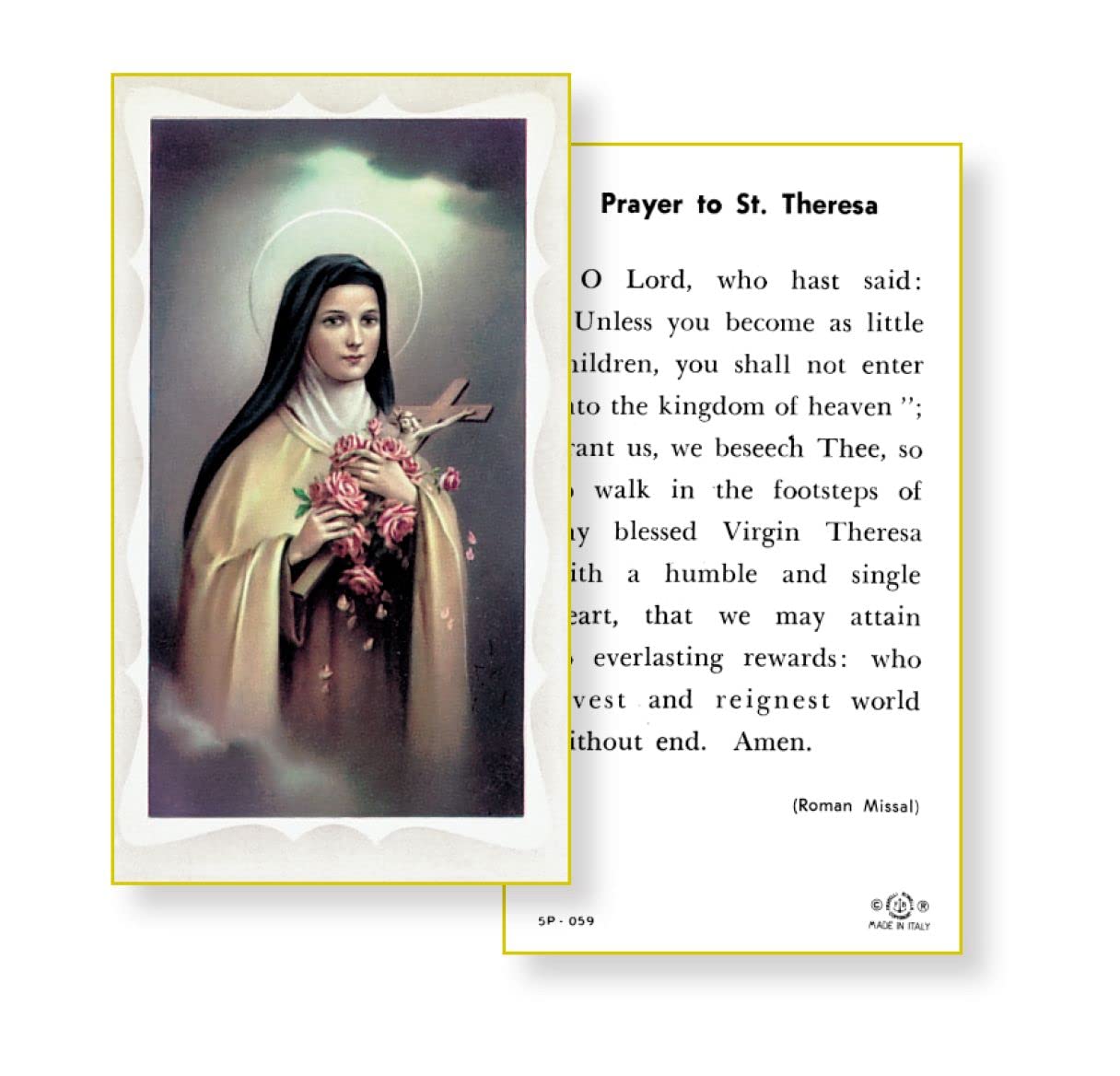 SAINT THERESA LISIEUX Paper Holy Cards, 2"x4", 100-pack, # 5847