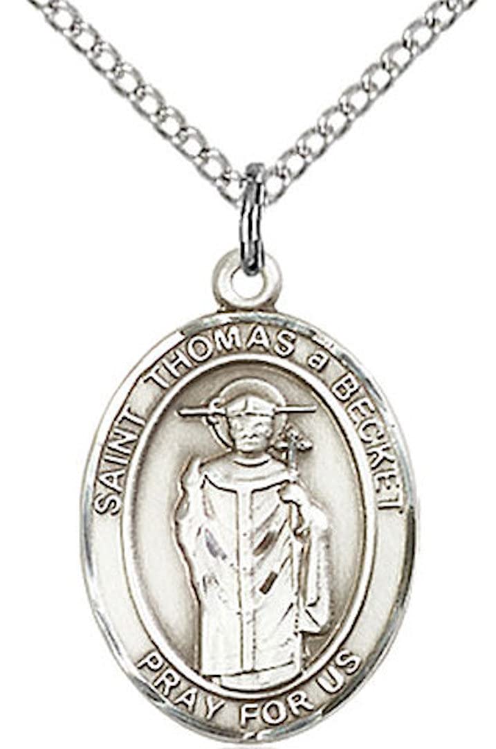 St. Thomas A Becket Medal in Fine Pewter, 3/4" tall, Your Choice of Chain # 17252