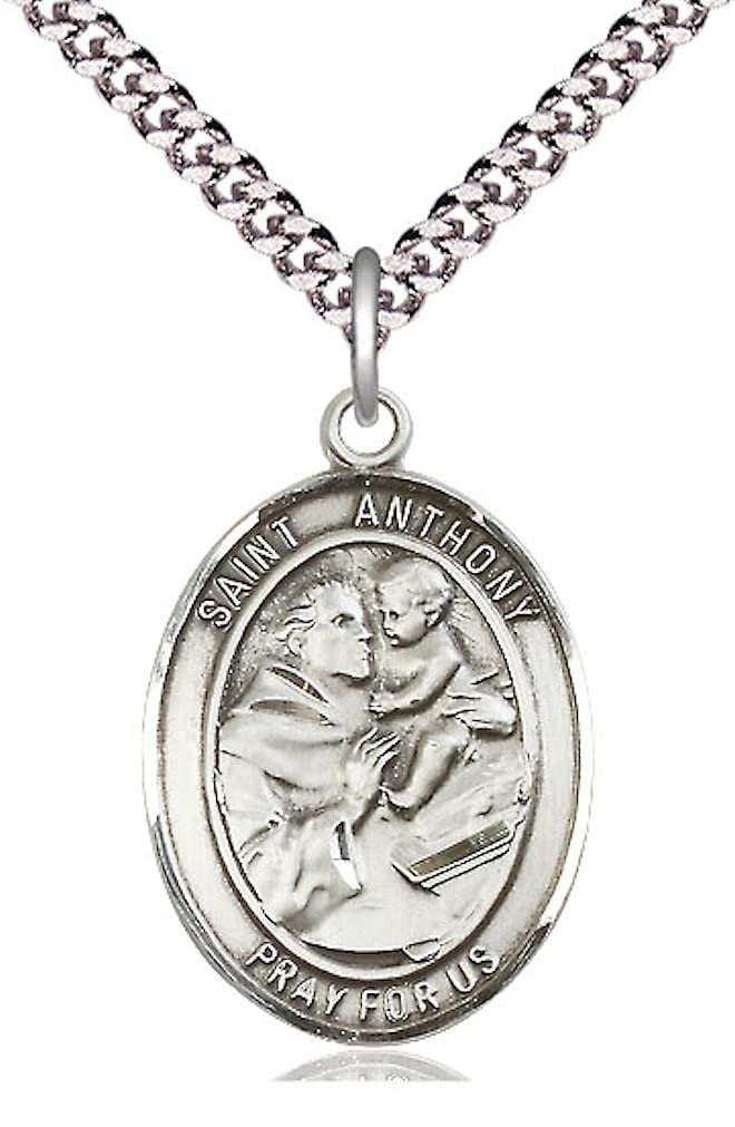 St. Anthony of Padua Medal in Fine Pewter, 1" tall, Your Choice of Chain # 5062