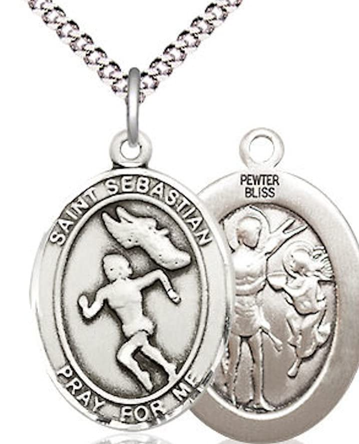 Lady's Track & Field / St. Sebastian Medal in Fine Pewter, 3/4", Your Choice of Chain # 17546