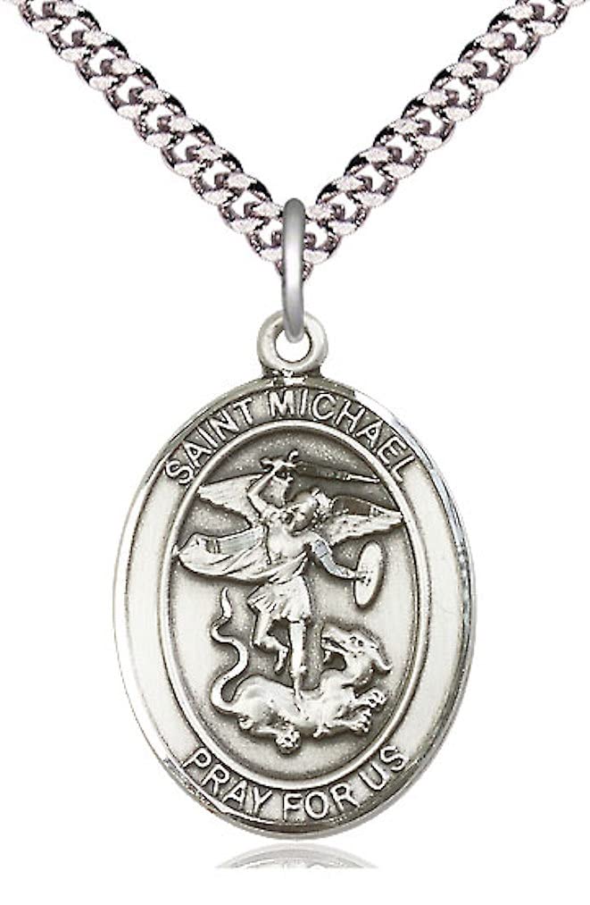 St. Michael the Archangel Medal in Fine Pewter, 1" tall, Your Choice of Chain, # 5489