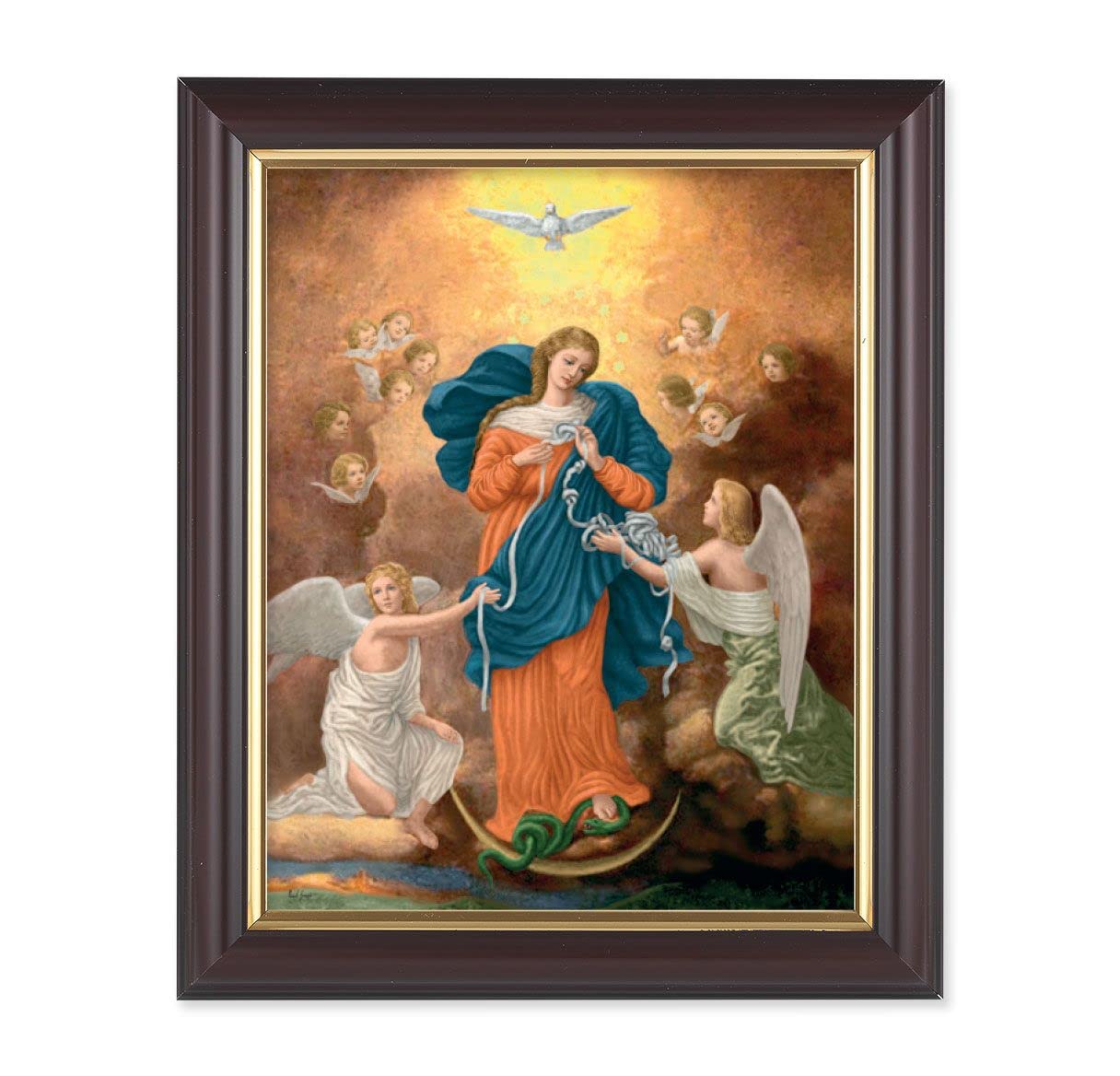 Our Lady Untier of Knots Picture, 10"x12", Classic Fluted Walnut Finished Frame, Italian Print Under Glass # 26375