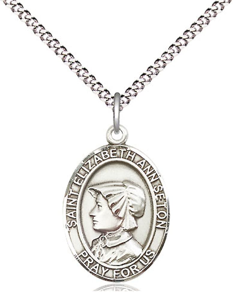St. Elizabeth Ann Seton Medal in Fine Pewter, 3/4" tall, Your Choice of Chain # 17023