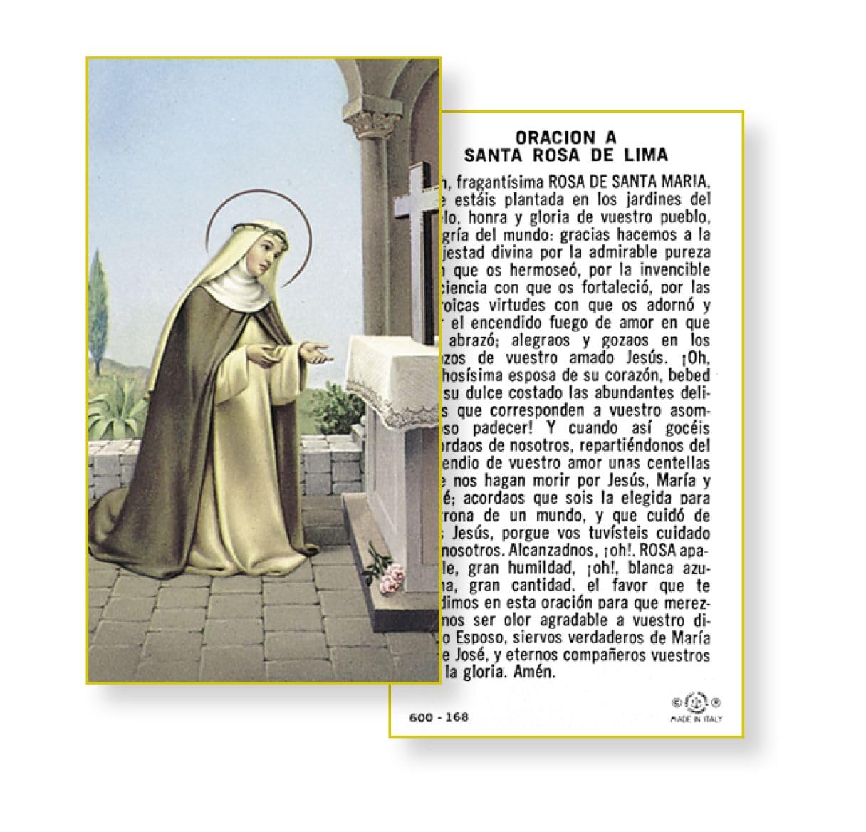 Oracion a Santa Rosa de Lima, Paquete de 100 Estampas Sagradas de Papel, # 2945