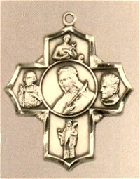 St. Philomena Five - Way Medal 1-1/8" Solid 14kt Gold, Free Chain, # 43460
