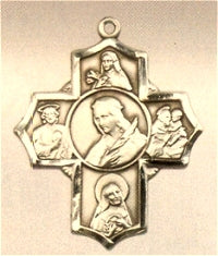 St. Philomena 5- Way Medal 1-1/8" Solid 14kt Gold, Free Chain, # 43462