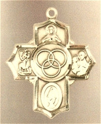Marriage & Family 5-Way Medal 1-3/16" Solid 14kt Gold, Free Chain, # 43471