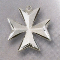 8-Point Maltese Cross, Convex Satin-Finish 3/4" Sterling, Your choice of chain # 43546