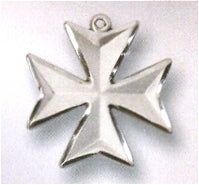 8-Point Maltese Cross, Concave Satin-Finish 3/4" Sterling, Your choice of chain # 43551