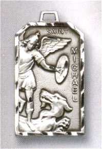 1-1/8" x 11/16" St. Michael Medal Sterling Silver, Your Choice of Chain, # 96544