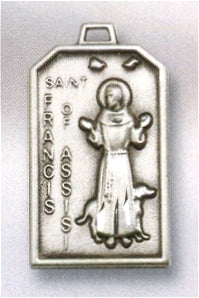 1-1/8" x 11/16" St. Francis Medal Sterling Silver, # 96556