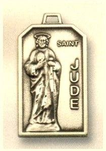 1-1/8" x 11/16" St. Jude Medal Solid 14kt Gold, Free Chain, # 96558