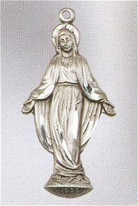 Miraculous Medal in Profile 1-1/4" Sterling, your choice of chain, # 43685