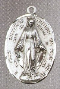 Miraculous, Oval, Dbl Row, 1-1/8", Sterling Silver, your choice of chain, # 43688