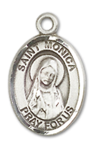 1/2" Sterling Silver St. Monica Charm Medal, Your Choice of Chain, # 10000