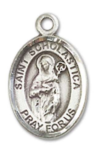 Sterling Silver Charm Medal, 1/2", St. Scholastica, Your Choice of Chain, # 10020