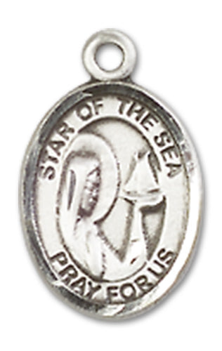 Our Lady Star of the Sea Charm Medal, Fine Pewter, 1/2", Your Choice of Chain, # 10408