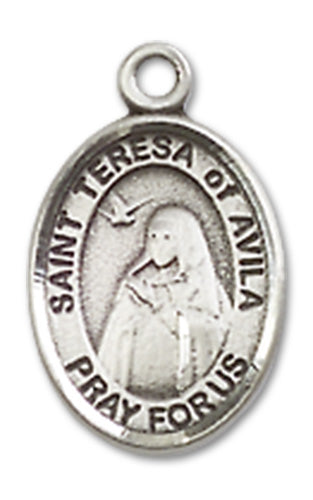 Sterling Silver Charm Medal, 1/2", St. Teresa of Avila, Your Choice of Chain, # 10023