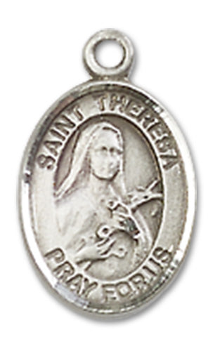 Sterling Silver Charm Medal, 1/2", St. Theresa of Lisieux, Your Choice of Chain, # 10027