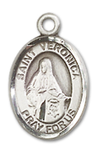 Sterling Silver Charm Medal, 1/2", St. Veronica, Your Choice of Chain, # 10030