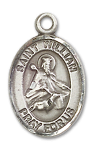 Sterling Silver Charm Medal, 1/2", St. William of Rochester, Your Choice of Chain, # 10035