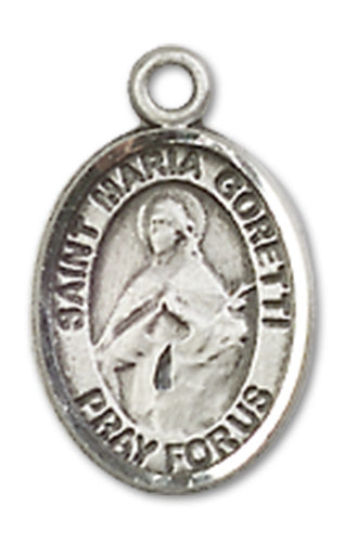 1/2" Sterling Silver St. Maria Goretti Charm Medal, Your Choice of Chain, # 10064