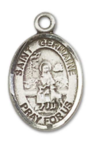 St. Germaine Cousin Charm Medal, Fine Pewter, 1/2", Your choice of chain, # 10456