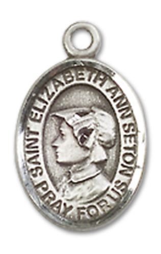 St. Elizabeth Ann Seton Charm Medal, Sterling Silver, 1/2", Your choice of chain, # 10080