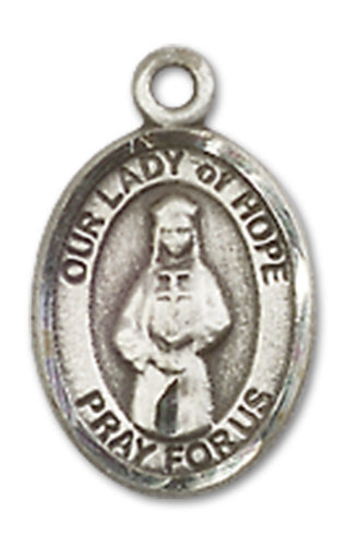 Our Lady of Hope Charm Medal, Sterling Silver, 1/2", your choice of chain, # 10087