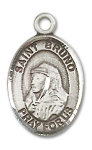St. Bruno Charm Medal, Fine Pewter, 1/2", Your choice of chain, # 10513