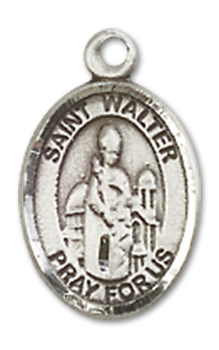 Sterling Silver Charm Medal, 1/2", St. Walter of Pontnoise, Your Choice of Chain, # 10139