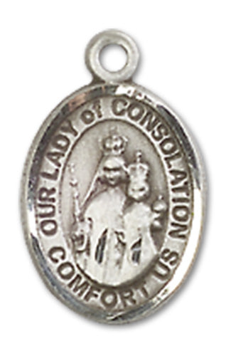 Our Lady of Consolation Charm Medal, Sterling Silver, 1/2", your choice of chain, # 10149