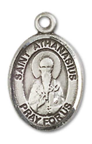 St. Athanasius Charm Medal, Sterling Silver, 1/2", Your Choice of Chain, # 10152