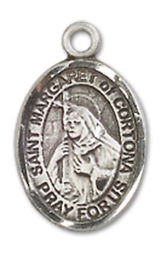 1/2" Fine Pewter St. Margaret of Cortona Charm Medal, Your Choice of Chain, # 10548