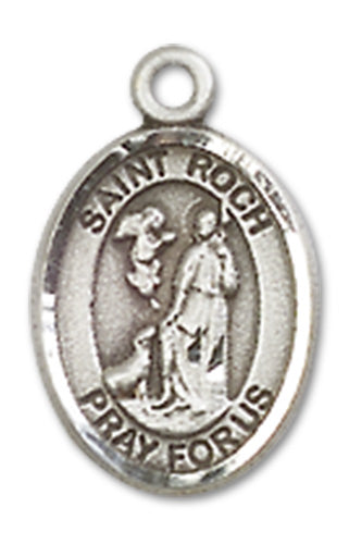 Sterling Silver Charm Medal, 1/2", St. Roch, Your Choice of Chain, # 10166