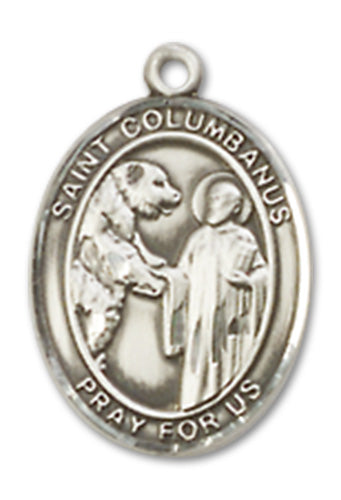 St. Columbanus Charm Medal, Fine Pewter, 1/2", Your choice of chain, # 10569