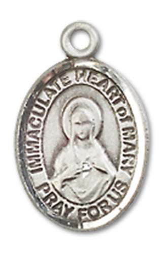 Immaculate Heart of Mary Charm Medal, Fine Pewter, 1/2", Your Choice of Chain, # 10585