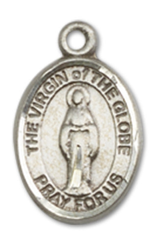 Virgin of the Globe Charm Medal, Fine Pewter, 1/2", Your Choice of Chain, # 10592