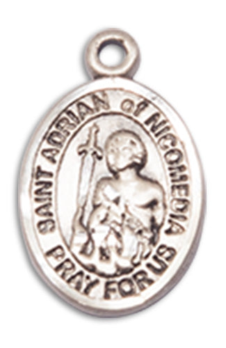 St. Adrian of Nicomedia Charm Medal, Sterling Silver, 1/2", Your Choice of Chain, # 10210