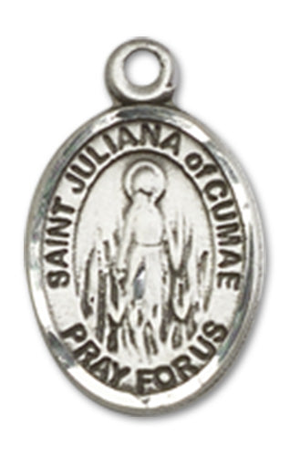 1/2" Sterling Silver St. Juliana of Cumae Charm Medal, Your Choice of Chain, # 10229