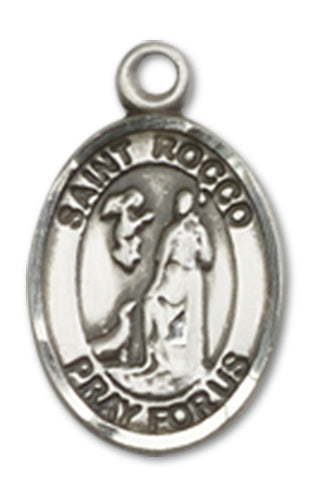 Sterling Silver Charm Medal, 1/2", St. Rocco, Your Choice of Chain, # 10234