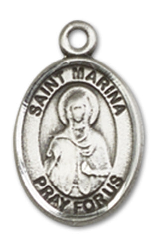 1/2" Sterling Silver St. Marina Charm Medal, Your Choice of Chain, # 10236