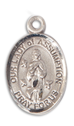 Our Lady of Assumption Charm Medal, Fine Pewter, 1/2", your choice of chain, # 10647