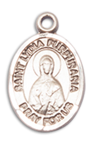 1/2" Fine Pewter St. Lydia Purpuraria Charm Medal, Your Choice of Chain, # 10676