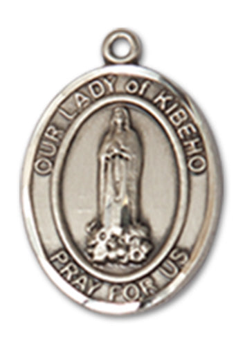 Our Lady of Kibeho Charm Medal, Sterling Silver, 1/2", your choice of chain, # 10272